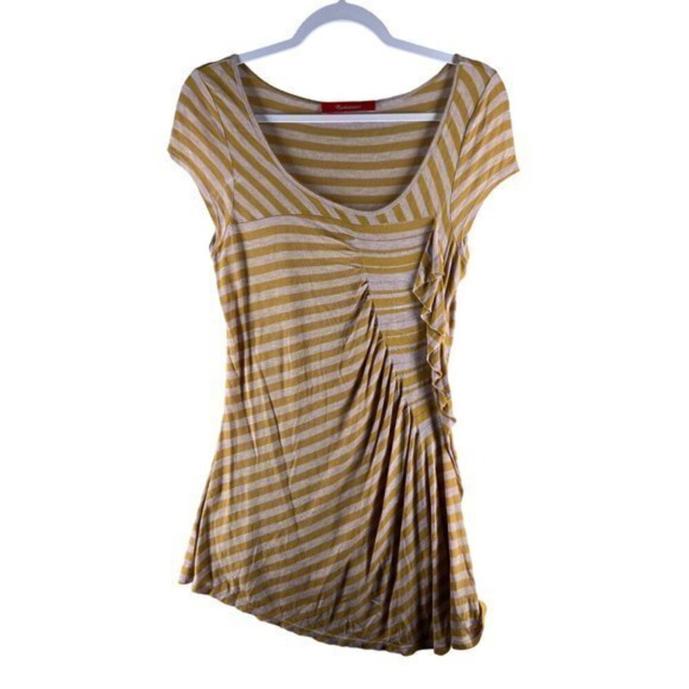 Anthropologie Cartonnier Womens Tops Size M Striped Ruffle Tunic